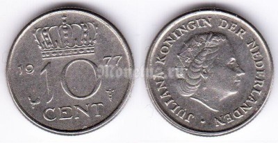 монета Нидерланды 10 центов 1977 год
