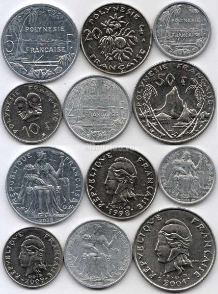 Французская Полинезия набор из 6-ти монет 1985-2009 год