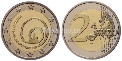 Монета Словения 2 евро 2013 год 800 лет открытию пещеры Постойнска-Яма