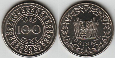 монета Суринам 100 центов 1989 год