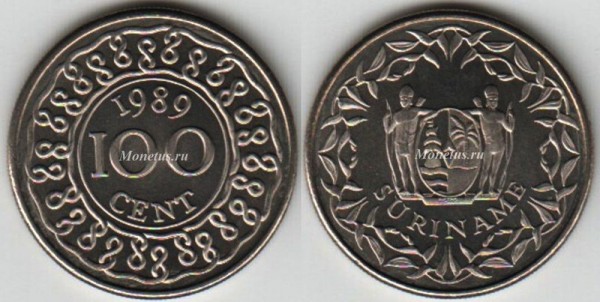 монета Суринам 100 центов 1989 год