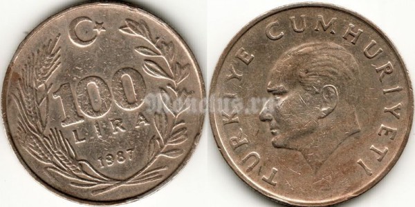 монета Турция 100 лир 1987 год
