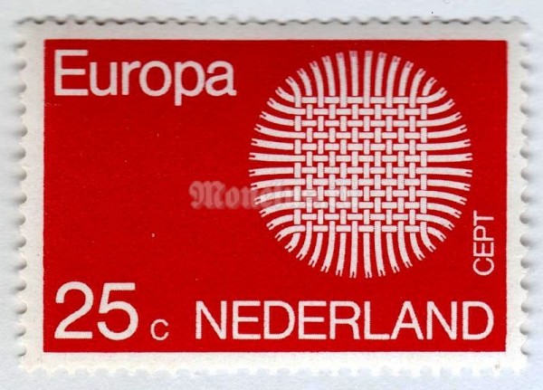 марка Нидерланды 25 центов "C.E.P.T.- Sun" 1970 год