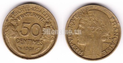 монета Франция 50 сантимов 1931 год