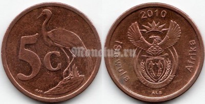 монета Южная Африка 5 центов 2010 год