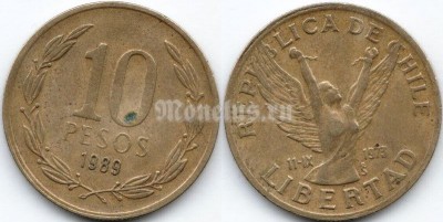 монета Чили 10 песо 1989 год
