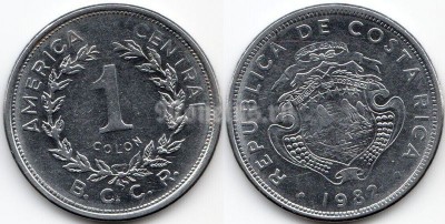 монета Коста-Рика 1 колон 1982 год