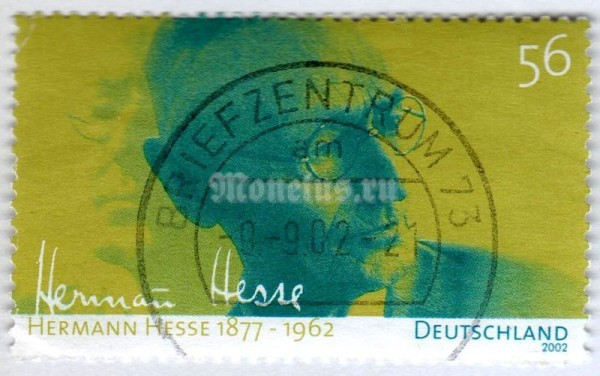 марка ФРГ 56 центов "Hesse, Hermann" 2002 год Гашение