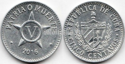 монета Куба 5 сентаво 2016 год