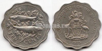 монета Багамы 10 центов 1975 год