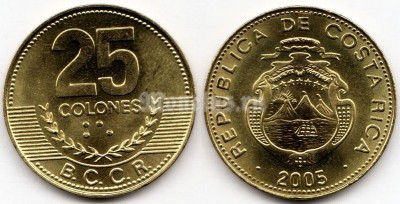 монета Коста-Рика 25 колонов 2005 год