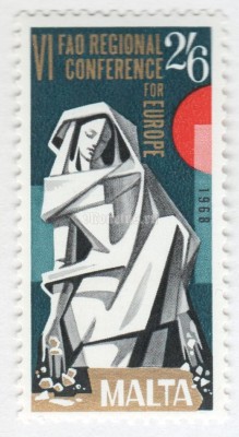 марка Мальта 2,6 шиллинга ""Agriculture" sowing seeds" 1968 год