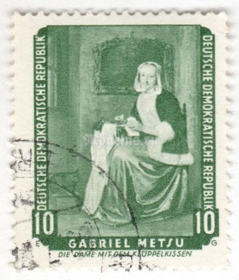марка ГДР 10 пфенниг "G. Metsu" 1961 год Гашение