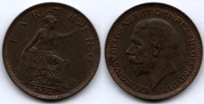 монета Великобритания 1 фартинг 1932 год