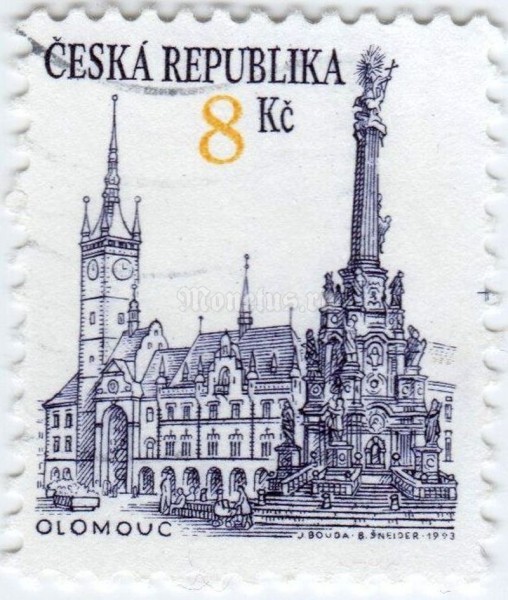 марка Чехия 8 крон "Olomouc (UNESCO World heritage site)" 1993 год гашение
