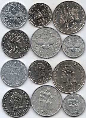 Новая Каледония набор из 6-ти монет 1952-2013 год