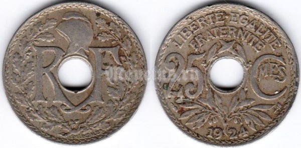 монета Франция 25 сантимов 1924 год