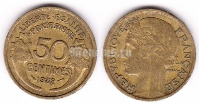монета Франция 50 сантимов 1932 год
