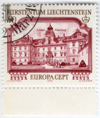 марка Лихтенштейн 80 сентиме "Castle of Feldsberg" 1978 год Гашение