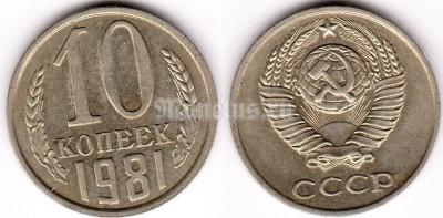 монета 10 копеек 1981 год