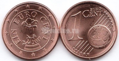 монета Австрия 1 евро цент 2017 год