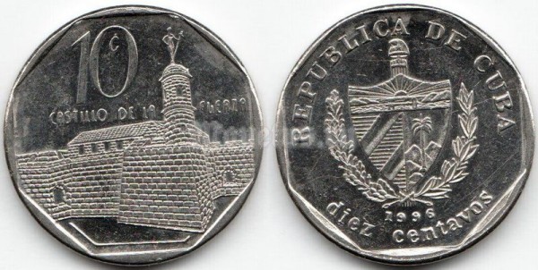 монета Куба 10 сентаво 1996 год
