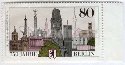 марка Западный Берлин 80 пфенниг "Sights of Berlin, City Arms" 1987 год