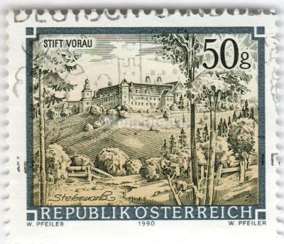 марка Австрия 50 грошей "Augustinian monastery Vorau" 1990 год Гашение