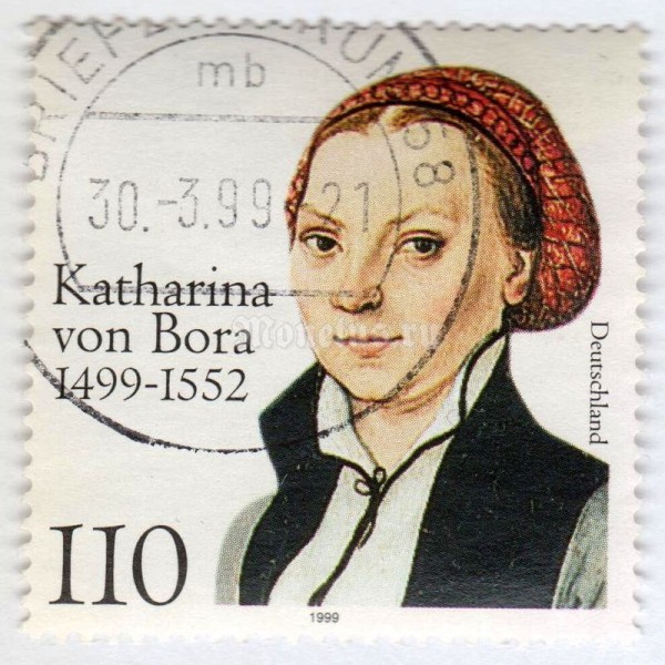 марка ФРГ 110 пфенниг "Bora, Katharina von" 1999 год Гашение