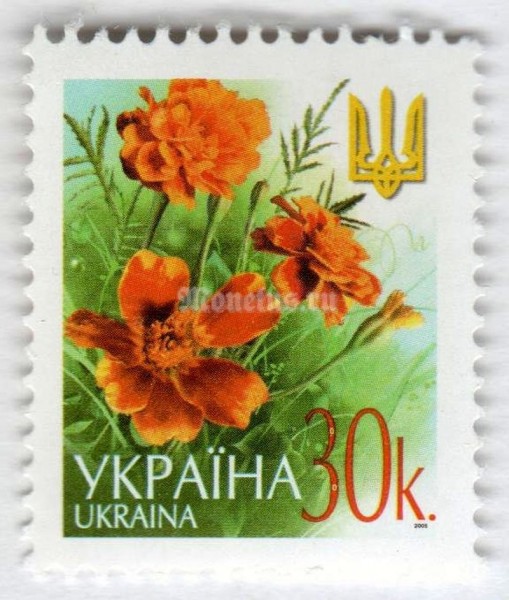 марка Украина 30 копеек "Marigolds" 2005 год