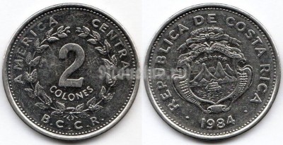 монета Коста-Рика 2 колона 1984 год
