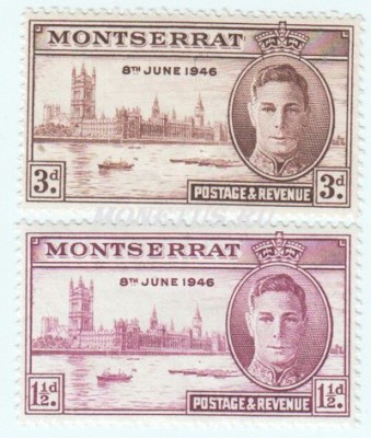 Набор Монтсеррат из 2-х марок "Мира и победы" 1946 год