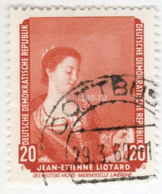 марка ГДР 20 пфенниг "J. E. Liotard" 1959 год Гашение