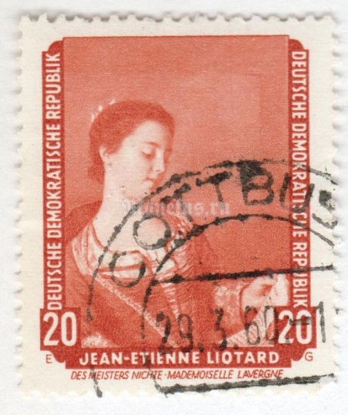 марка ГДР 20 пфенниг "J. E. Liotard" 1959 год Гашение