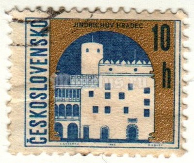 марка Чехословакия 10 геллер "Йиндржихув-Градец" 1965 год