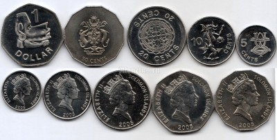 Соломоновы острова набор из 5-ти монет 2005 год