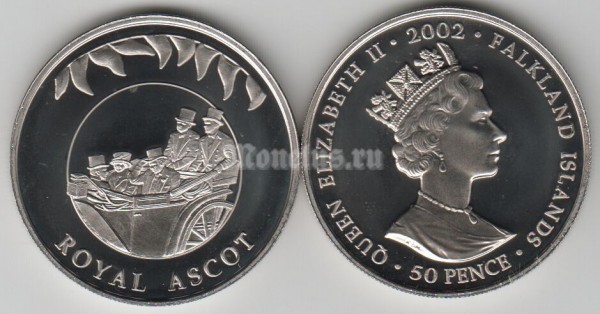 монета Фолклендские острова 50 пенсов 2002 год золотой юбилей Елизавета II