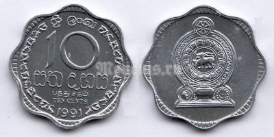 монета Шри-Ланка 10 центов 1991 год