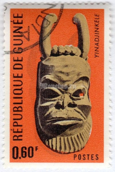 марка Гвинея 0,60 франка "Yinadjinkele mask" 1967 год Гашение