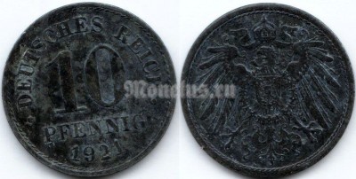 монета Германия 10 пфеннигов 1921 год