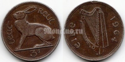 монета Ирландия 3 пенса 1964 год