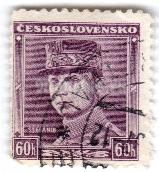 марка Чехословакия 60 геллер "Milan Rastislav Štefánik" 1936 год