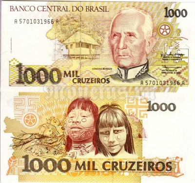 бона Бразилия 1000 крузейро 1990-1991 год