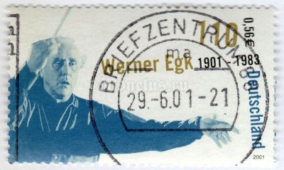 марка ФРГ 110 пфенниг "Egk, Werner" 2001 год Гашение
