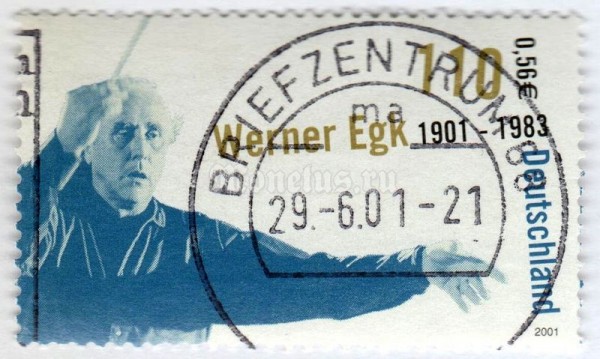 марка ФРГ 110 пфенниг "Egk, Werner" 2001 год Гашение