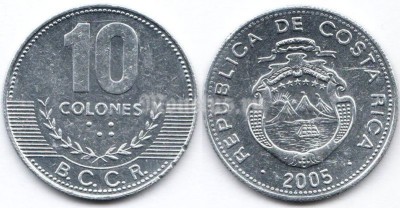монета Коста-Рика 10 колонов 2005 год