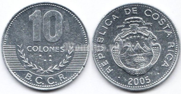 монета Коста-Рика 10 колонов 2005 год
