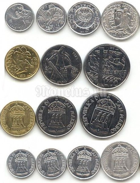 Сан Марино набор из 7-ми монет 1973 год
