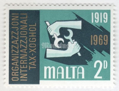 марка Мальта 2 пенни "I.L.O. Emblem" 1969 год