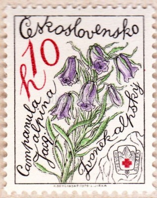 марка Чехословакия 10 геллер "Кампанула Альпина" 1979 год